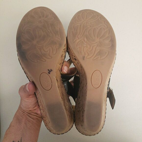 Born Concept B.O.C. Schirra Wedge Black Cork Ankle Strap Sandals Women Size 10M - Picture 14 of 14